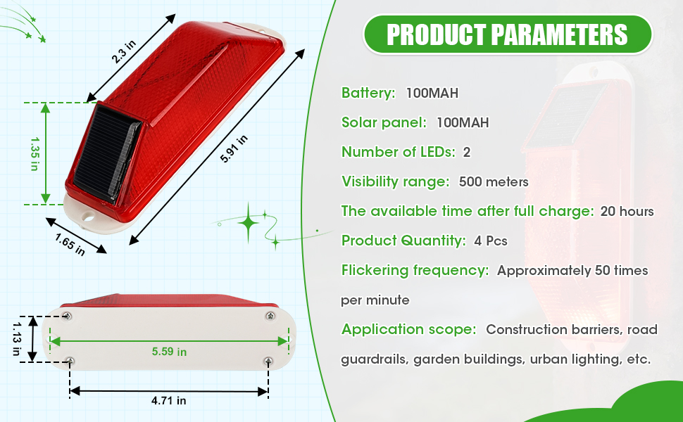 Solar Strobe Warning Light