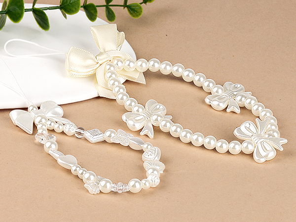 Draupnir Phone Charms Strap, Butterfly Bow Knot Beaded Phone Bracelet Strap