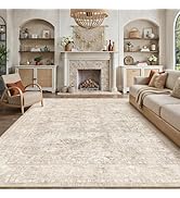 WondRg 8x10 Beige Washable Area Rug for Living Room Bedroom Neutral Soft Non Slip Rug Low Pile Vi...