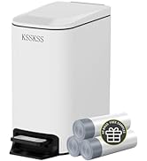 KSSKSS Small Bathroom Trash Can with Soft Close Lid, 6 Liter / 1.6 Gallon Stainless Steel Garbage...