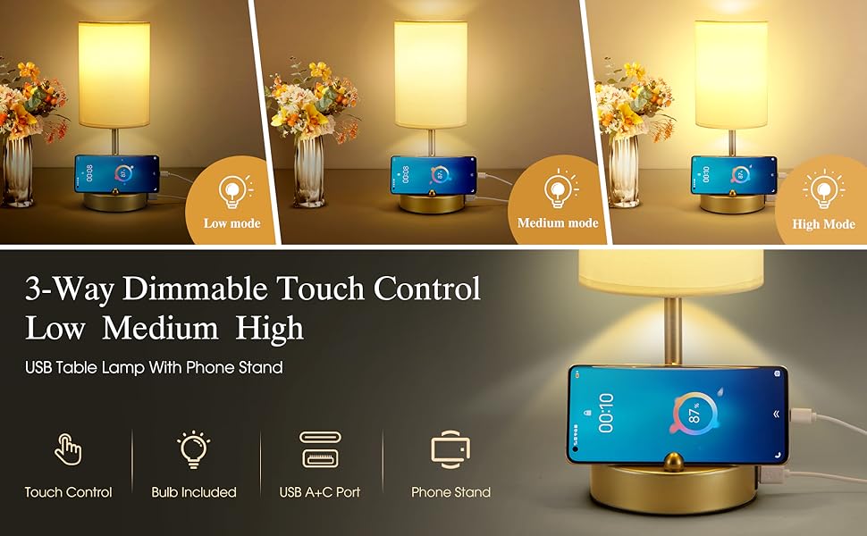 3-Way Dimmable Nightstand Lamp