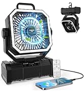 Super RGB 20000mAh Portable Camping Fans,Rechargeable Battery-Operated Oscillating Tent Fan with ...
