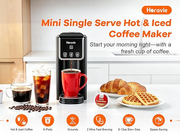 Horavie mini single serve hot and iced coffee maker