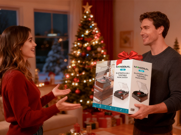 Vinyl Record Player Bluetooth Belt-DriveTurntable with Built-in Speakers