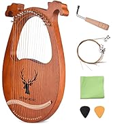Harp, 16 String Spliced Lyre Harp with Tuning Hammer and Picks and Extra Set of Strings and Clean...