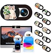 PRESSINART 30Pcs 10 Styles Cat Camera Cover Slide Cute 0.04 Inch Ultra Thin Webcam Cover Slide fo...