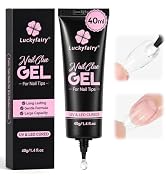 Luckyfairy 40ml Nail Glue for Nail Tips Solid Nail Glue Gel, Cured Needed, Easy Soak Off Soft Glu...