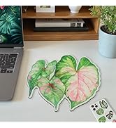 Baziabbo Plant Leaf Design Mouse Pad,10.2×9.4inch Small Mousepad with Premium PU Leather Surface,...