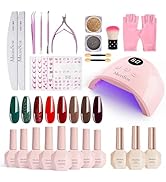 MelodySusie Gel Nail Polish Kit with UV Light P-PLUS30F- Popular Color Gel with Builder and Baser...