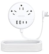 Flat Extension Cord 15 ft, NTONPOWER Flat Plug Power Strip with 3 Outlets 4 USB Ports(2 USB C), U...