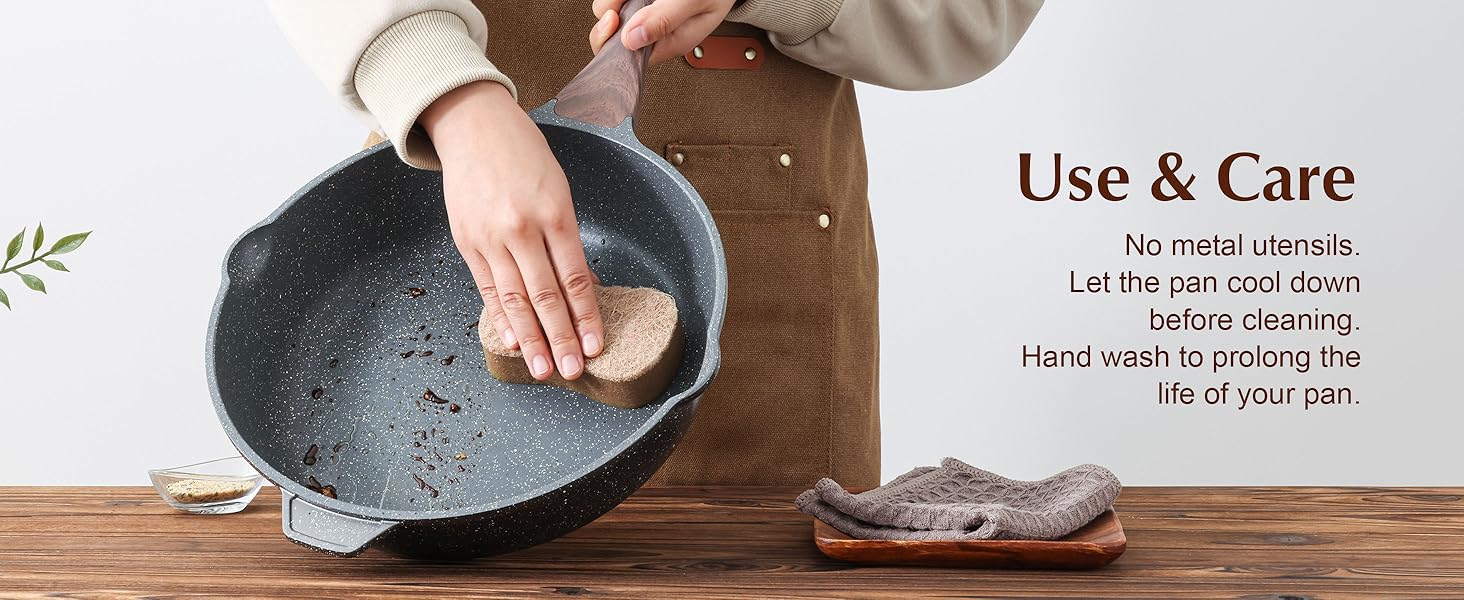 LARGE SKILLET WITH HELPER HANDLE