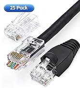 XANHAM 25 Pack Cat 6 Pass Through RJ45 Connector with Strain Relief Boots Unshield Modular Crimp ...