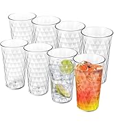 Freshmage 8 Pack 20 oz Unbreakable Tumblers, Crystal Clear Plastic Cups - BPA Free, Dishwasher &amp; ...