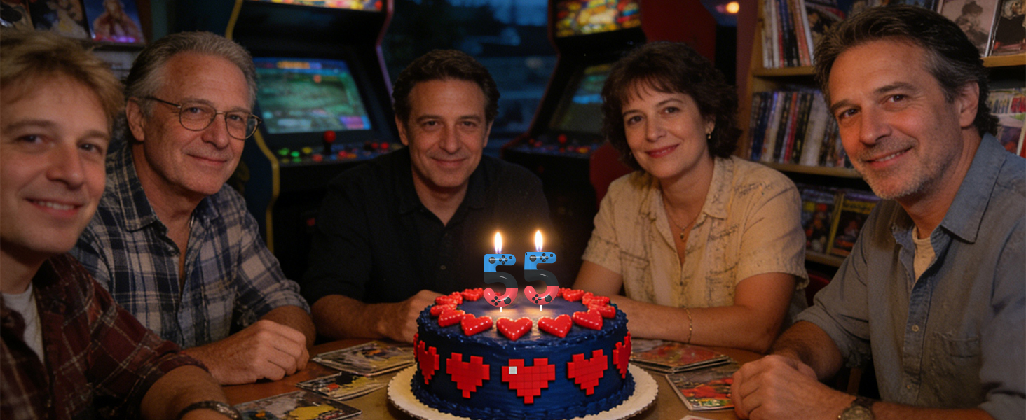 A family is celebrating their birthday blowing candles