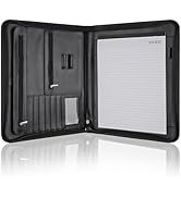 Mkobon Padfolio Portfolio Binder with Zipper, Faux Leather Folder Organizer, Professional Legal W...