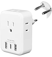 BN-LINK European Travel Plug Adapter, International Plug Converter with 4 AC Outlets and 3 USB Po...
