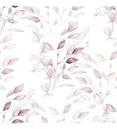 HeloHo Peel and Stick Wallpaper Light Pink Floral Leaf Wall Paper Self Adhesive Removable Waterpr...