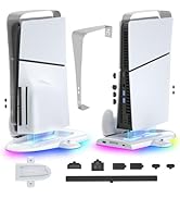 Upgraded PS5 Slim Cooling and Charging Station – Multi-Functional Stand with High-Speed Cooling F...