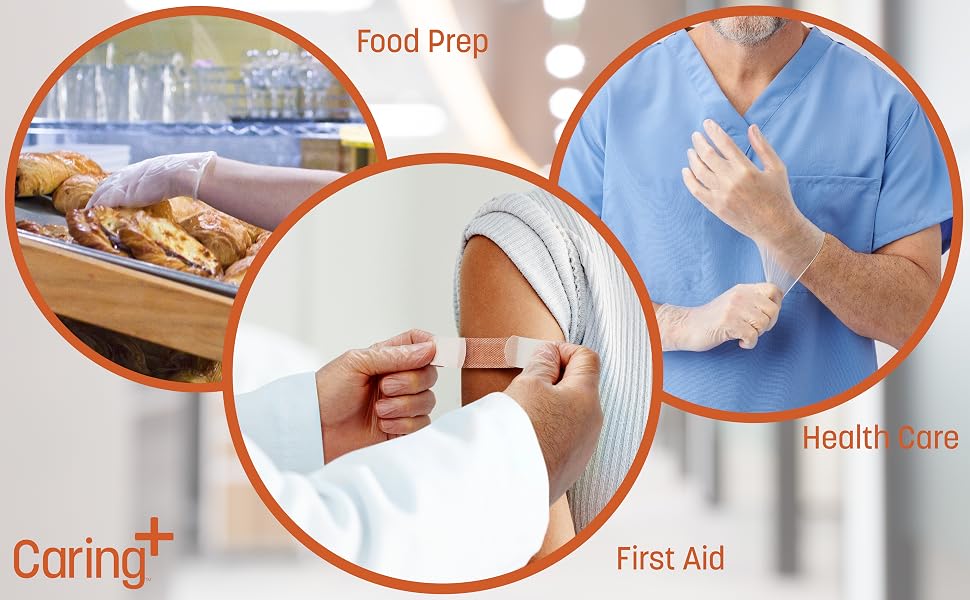 Caring+ Vinyl Exam Gloves
