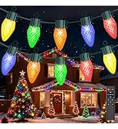 btfarm C9 Christmas Lights Outdoor Color Changing, 83.6 FT 50 LED Strawberry String Lights with R...
