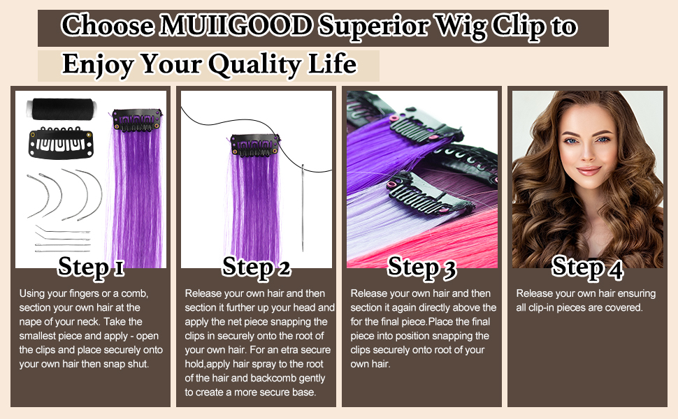 Snap Clips U Shape Wig Clips for Hair Extensions