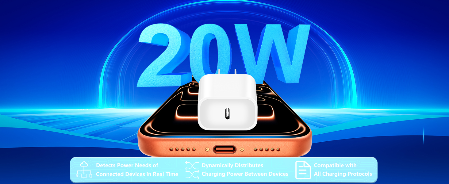 MFi Certified 2Pack 20W Dynamic Power Adapter USB C Fast Charger Type C Wall Charger for iPhone 17