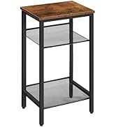 HOOBRO Side Table, 3-Tier Tall End Telephone Table with Adjustable Mesh Shelves, Small Entry Tabl...