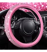 CAR PASS Bling Diamond Leather Steering Wheel Cover, 14" 1/2-15 inch, Universal Fit 95% Automotiv...