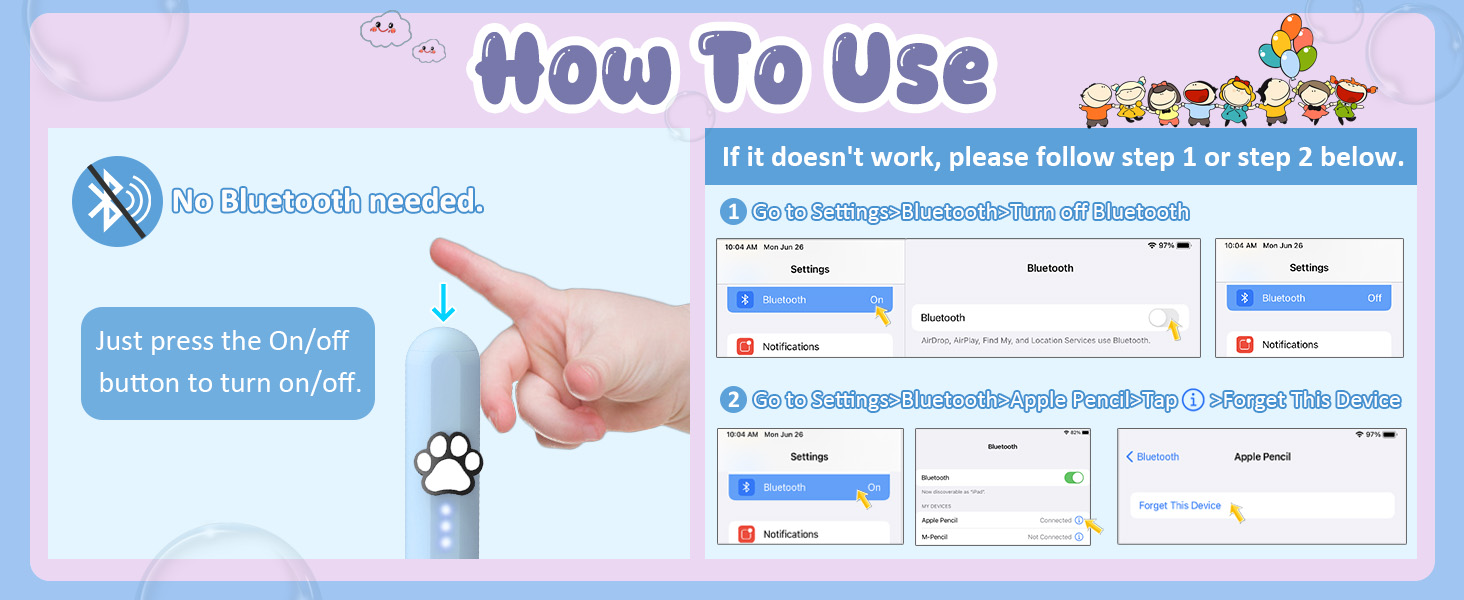 how to use without bluetooth just press the on off easy use for children and kids