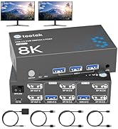Hearvo 8K@60Hz KVM Switch 2 Monitors 2 Computers, USB3.0 DisplayPort KVM Switches, 4K@120Hz Dual ...