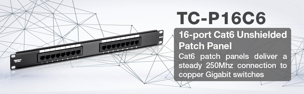 16-port, Cat6, Unshielded, Patch Panel