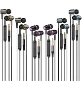 Earbuds Wired with Microphone Pack of 6, in-Ear Headphones,Noise Isolating,Powerful Heavy Bass, E...