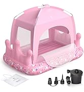 QPAU Princess Inflatable Toddler Bed with Tent, Blow Up Toddler Travel Bed with Sides, Portable K...