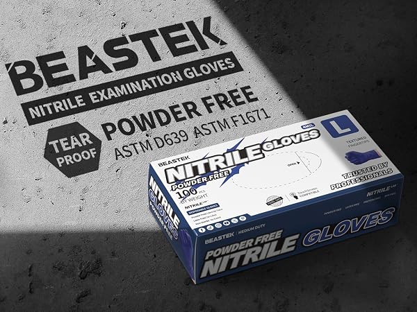 BEASTEK MEDICAL NITRILE EXAM GLOVE PROVIDE POWDER FREE TEAR PROOF GLOVE FOR EVERYDAY TASKS