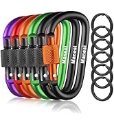 10 Pack Aluminum D Ring Key Rings Clips Locking Carabiner for Camping Fishing and Outdoor Use,Cli...