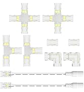 MIWISE 8mm Connectors Kit for 2-Pin COB LED Strip,L-Shaped/Corner/T-Shaped/Cross Connectors,Strip...