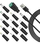 SoulBay USB Charging Cable to DC 5V Universal Power Cord with 13pcs Adapters DC5V Charger Replace...