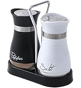 Salt and Pepper Shakers Set, Stainless Steel with Glass Bottle for Table, RV, Camp, BBQ, Set of 2...