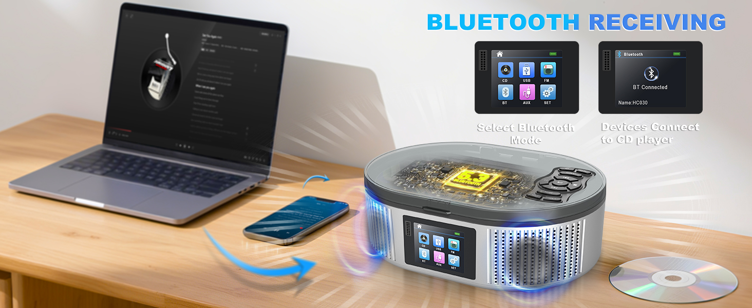 Portable CD Player Bluetooth receiving