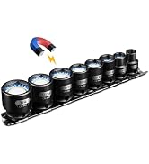 BLACKROBOT 3/8" Drive Magnetic Impact Socket Set, 8-Piece Shallow Socket Set with Storage Rail, S...