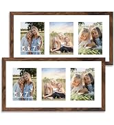 QOTIB 10x20 Picture Frame Set of 2, Display 3 Pcs 5x7 Picture Collage with Mat or 10 x 20 without...