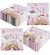 Fairy First Birthday Decorations-40PCS Fairy One Napkins, Flower Little Fairy is Turning One Pape...