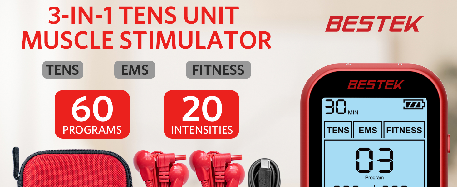 3-IN-1 TENS UNIT MUSCLE STIMULATOR