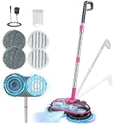 ScrubWiz Cordless Electric Spin Mop with Water Sprayer, 300ml Tank Self-Propelled Floor Cleaner f...