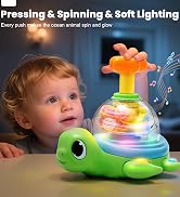 Baby Toys 6-12 Months, Musical Crawling Press to Spin &amp;amp; Glow Turtle Toy for 1 Year Old