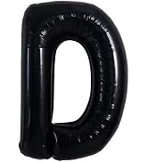 TONIFUL 40 Inch Large Black D Letter Balloon - Jumbo Helium Foil Mylar Big Alphabet for Birthday ...
