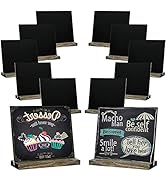 Small Chalkboard Sign with Stand, 5 X 6 Inch Vintage Wooden, Set of 12 Pack, Mini Chalkboard Sign...