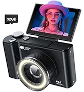 W&amp;O Digital Camera for Teens,Kids Digital Camera with Fill Light, 180° Flip Screen Camera for Vlo...