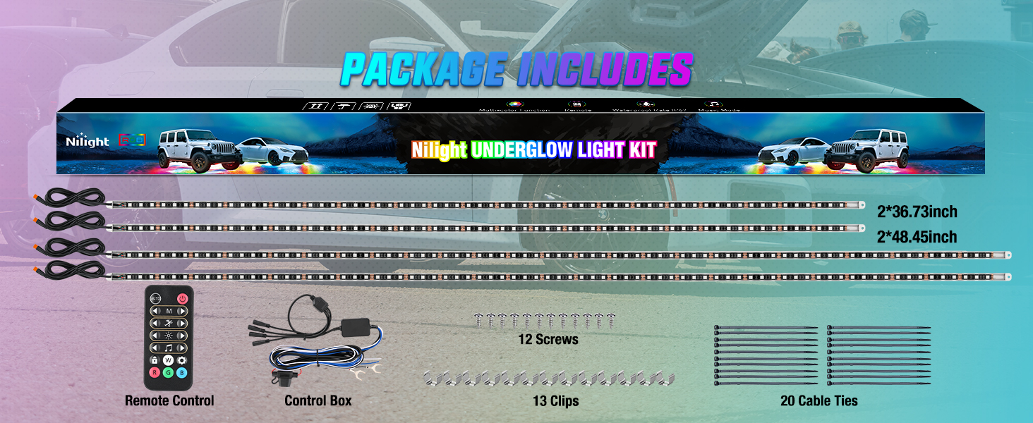 4Pcs Aluminum Underglow Neon Accent Strip Lights 396 LEDs Dream Color