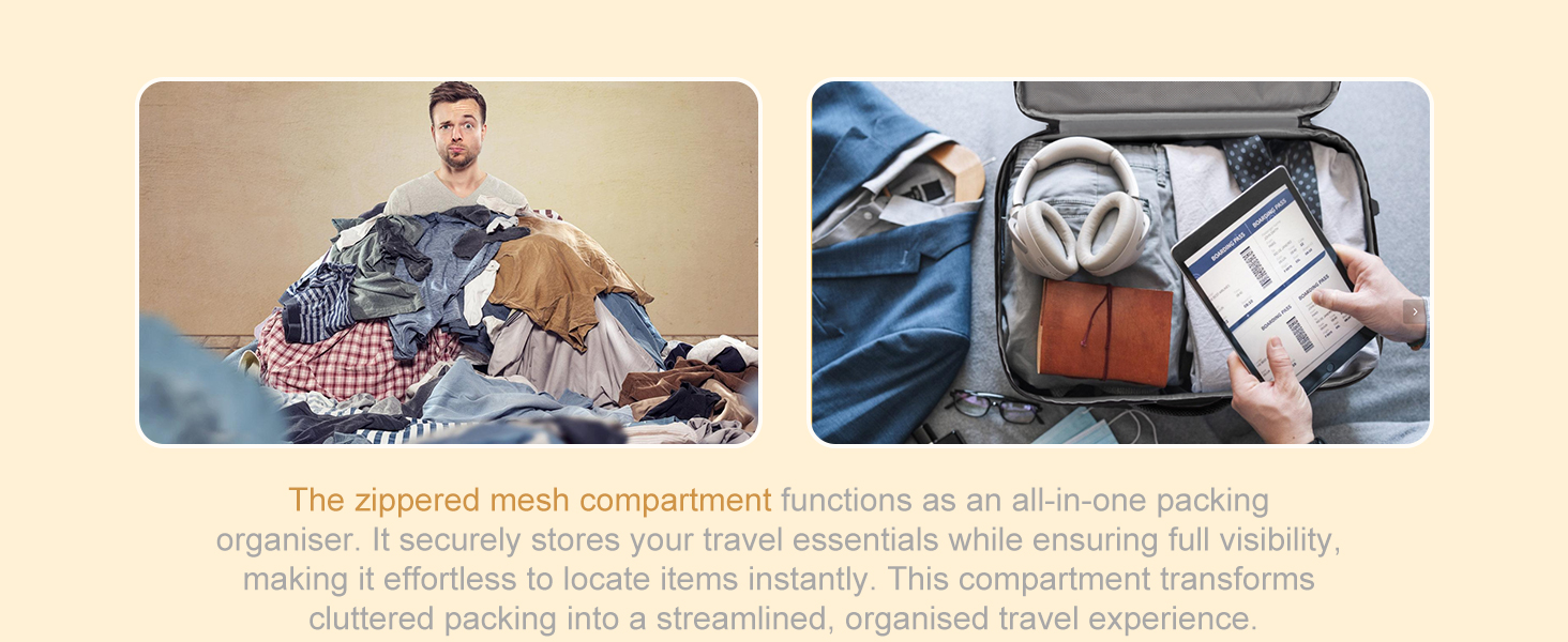 Zipper mesh compartment